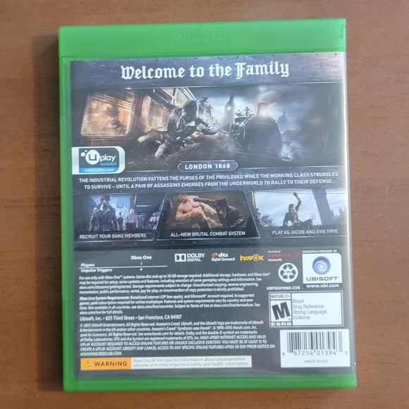Used XBOX ONE Limited Edition Assassin's Creed: Syndicate / Ubisoft Rated Mature - Picture 2 of 7